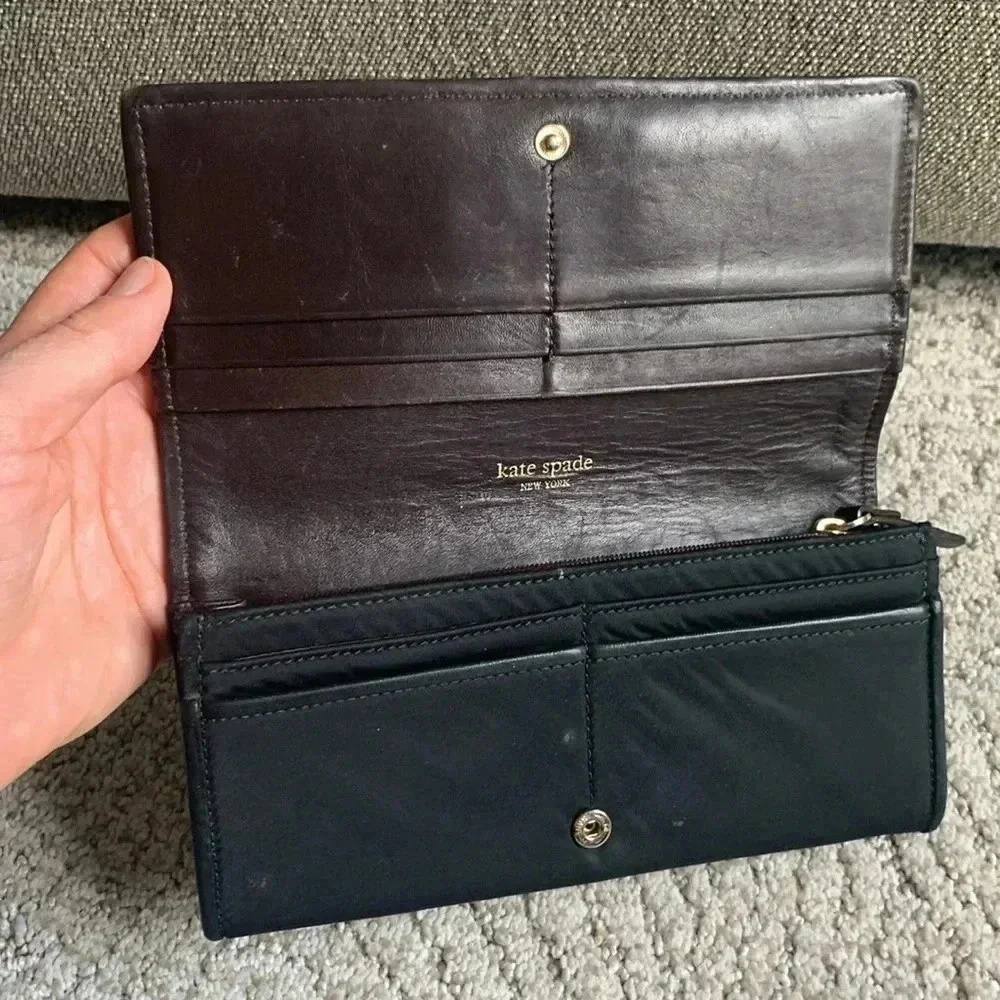 Kate Spade black nylon and leather wallet